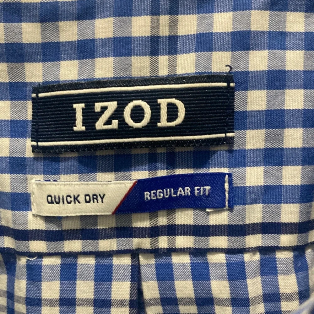 Izod Men's Blue and White Plaid Shirt - Picture 2 of 6
